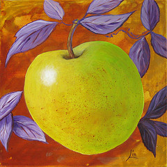 exprimentation plus moderne  peindre des pommes (2009) par Lia Lioret 