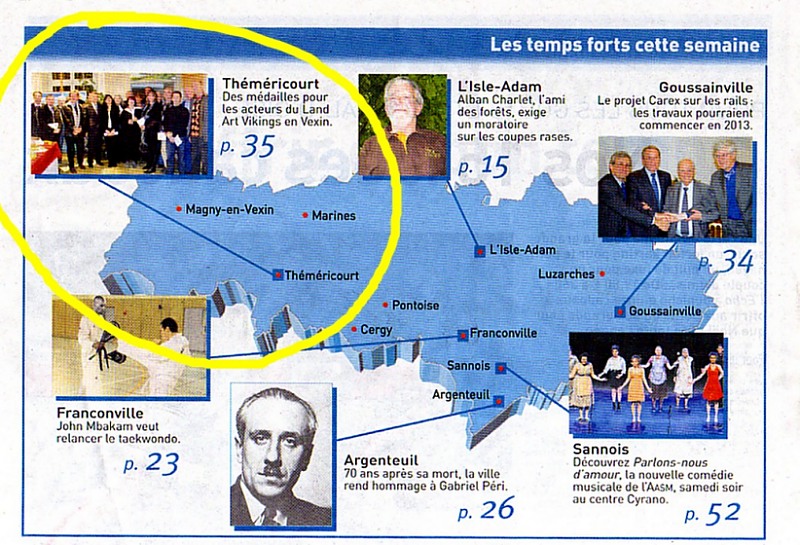 Les temps forts de cette semaine : Des mdailles pour les acteurs du Land Art Vikings en Vexin (L'Echo, Le rgional jeudi 15 septembre 2011, page 3)